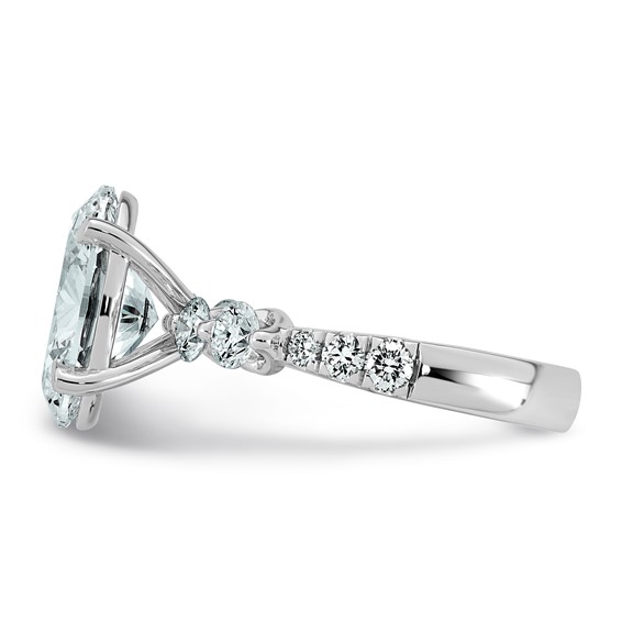 14kw 4 7/8ct Cert Oval Ctr Lab Grown Dia VS+ F+ w/ Round Sides Comp Ring