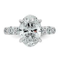 14K White Gold 4.88ct Cert Oval Ctr Lab Grown Dia VS+ F+ Ring with Round Sides Comp view 4