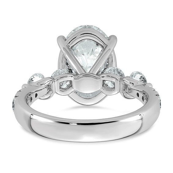 14kw 4 7/8ct Cert Oval Ctr Lab Grown Dia VS+ F+ w/ Round Sides Comp Ring