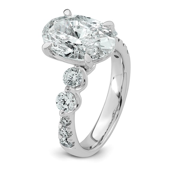 14kw 4 7/8ct Cert Oval Ctr Lab Grown Dia VS+ F+ w/ Round Sides Comp Ring