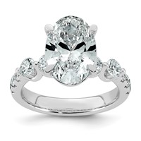 14K White Gold 4.88ct Cert Oval Ctr Lab Grown Dia VS+ F+ Ring with Round Sides Comp view 1