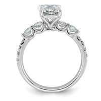 14K White Gold 2.17 Carat Certified Lab Grown Diamond VS+ F+ Radiant Center Ring with Round Sides Complete view 2