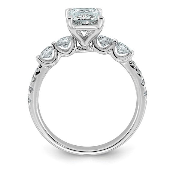 14k White Gold 2 1/6 carat Certified Lab Grown Diamond VS+ F+ Radiant Center with Round Sides Complete Ring