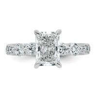 14K White Gold 2.17 Carat Certified Lab Grown Diamond VS+ F+ Radiant Center Ring with Round Sides Complete view 4