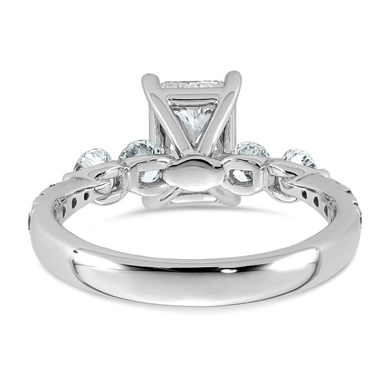 14k White Gold 2 1/6 carat Certified Lab Grown Diamond VS+ F+ Radiant Center with Round Sides Complete Ring