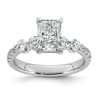 14K White Gold 2.17 Carat Certified Lab Grown Diamond VS+ F+ Radiant Center Ring with Round Sides Complete view 1