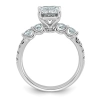 14K White Gold 2.62 Carat Certified Lab Grown Diamond VS+ F+ Radiant Center Ring with Round Sides Complete view 2