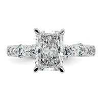 14K White Gold 2.62 Carat Certified Lab Grown Diamond VS+ F+ Radiant Center Ring with Round Sides Complete view 4