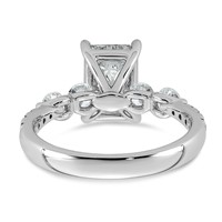 14K White Gold 2.62 Carat Certified Lab Grown Diamond VS+ F+ Radiant Center Ring with Round Sides Complete view 5