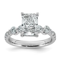 14K White Gold 2.62 Carat Certified Lab Grown Diamond VS+ F+ Radiant Center Ring with Round Sides Complete view 1