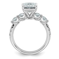 14K White Gold 3.88 Carat Certified Lab Grown Diamond VS+ F+ Radiant Center Ring with Round Sides Complete view 2