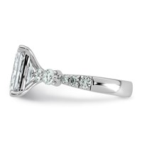 14K White Gold 3.88 Carat Certified Lab Grown Diamond VS+ F+ Radiant Center Ring with Round Sides Complete view 3