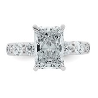14K White Gold 3.88 Carat Certified Lab Grown Diamond VS+ F+ Radiant Center Ring with Round Sides Complete view 4