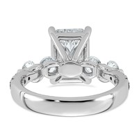 14K White Gold 3.88 Carat Certified Lab Grown Diamond VS+ F+ Radiant Center Ring with Round Sides Complete view 5