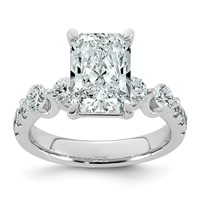 14K White Gold 3.88 Carat Certified Lab Grown Diamond VS+ F+ Radiant Center Ring with Round Sides Complete view 1