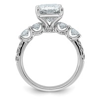 14K White Gold 4.88 Carat Certified Lab Grown Diamond VS+ F+ Radiant Center Ring with Round Sides Complete view 2