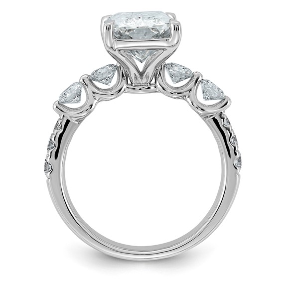 14k White Gold 4 7/8 carat Certified Lab Grown Diamond VS+ F+ Radiant Center with Round Sides Complete Ring