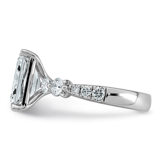 14k White Gold 4 7/8 carat Certified Lab Grown Diamond VS+ F+ Radiant Center with Round Sides Complete Ring