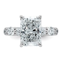 14K White Gold 4.88 Carat Certified Lab Grown Diamond VS+ F+ Radiant Center Ring with Round Sides Complete view 4