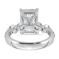 14K White Gold 4.88 Carat Certified Lab Grown Diamond VS+ F+ Radiant Center Ring with Round Sides Complete view 5