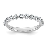 14K White Gold 0.75ct Lab Grown Dia VS+ F+ Round Shape Stones Comp Wedding Band view 1