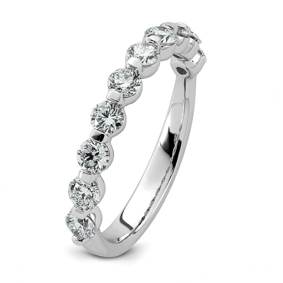 14kw 1ct Lab Grown Dia VS+ F+ Round Shape Stones Comp Wedding Band