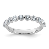 14K White Gold 1ct Lab Grown Dia VS+ F+ Round Shape Stones Comp Wedding Band view 1