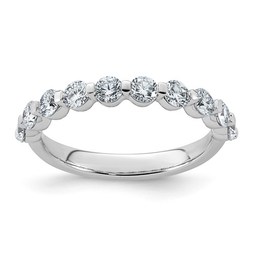 14K White Gold 1ct Lab Grown Dia VS+ F+ Round Shape Stones Comp Wedding Band