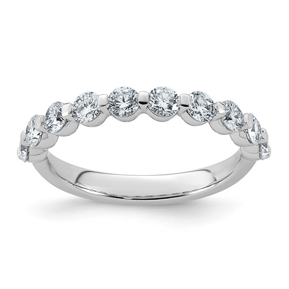 14kw 1ct Lab Grown Dia VS+ F+ Round Shape Stones Comp Wedding Band