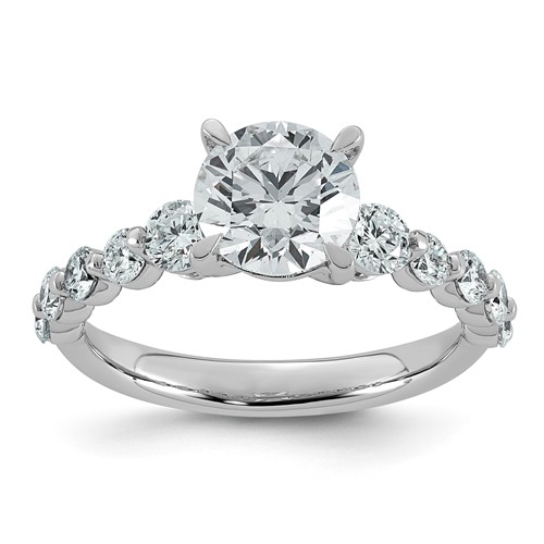 14K White Gold 2.33ct Cert Rd Ctr Lab Grown Dia VS+ F+ Ring with Round Sides Comp