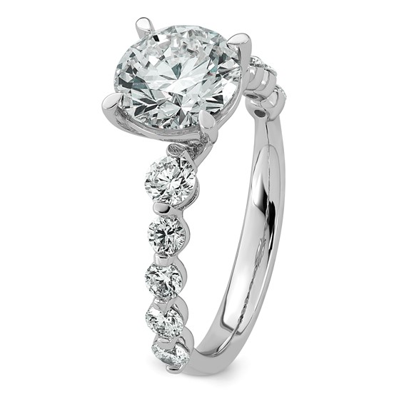 14kw 2 3/4ct Cert Rd Ctr Lab Grown Dia VS+ F+ w/ Round Sides Comp Ring