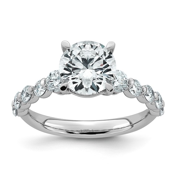 14kw 2 3/4ct Cert Rd Ctr Lab Grown Dia VS+ F+ w/ Round Sides Comp Ring