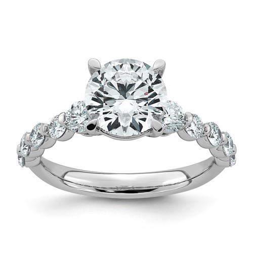 14K White Gold 2.75ct Cert Rd Ctr Lab Grown Dia VS+ F+ Ring with Round Sides Comp