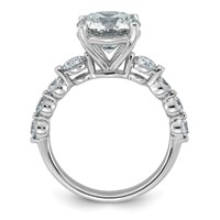 14K White Gold 4ct Certified Rd Ctr Lab Grown Dia VS+ F+ Ring with Round Sides Comp view 2