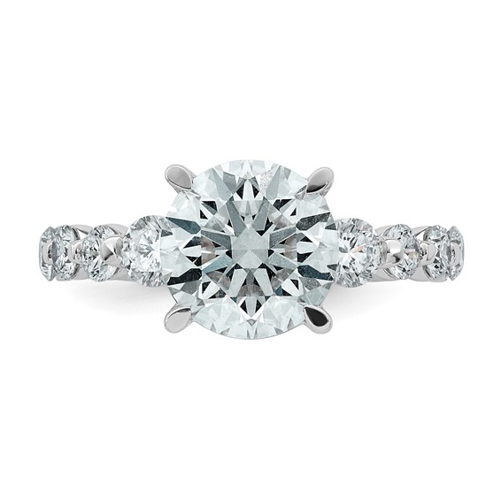 14kw 4ct Certified Rd Ctr Lab Grown Dia VS+ F+ w/ Round Sides Comp Ring