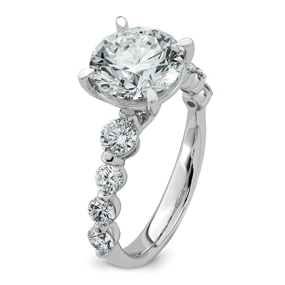 14kw 4ct Certified Rd Ctr Lab Grown Dia VS+ F+ w/ Round Sides Comp Ring