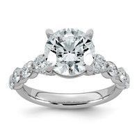 14K White Gold 4ct Certified Rd Ctr Lab Grown Dia VS+ F+ Ring with Round Sides Comp view 1