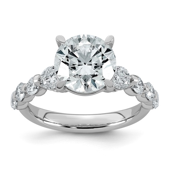 14kw 4ct Certified Rd Ctr Lab Grown Dia VS+ F+ w/ Round Sides Comp Ring