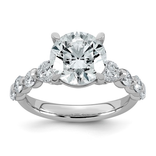 14K White Gold 4ct Certified Rd Ctr Lab Grown Dia VS+ F+ Ring with Round Sides Comp