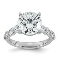 14K White Gold 5ct Certified Rd Ctr Lab Grown Dia VS+ F+ Ring with Round Sides Comp view 1