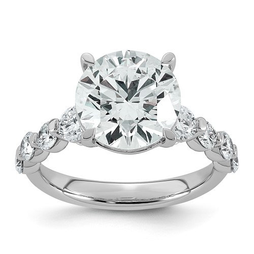 14K White Gold 5ct Certified Rd Ctr Lab Grown Dia VS+ F+ Ring with Round Sides Comp
