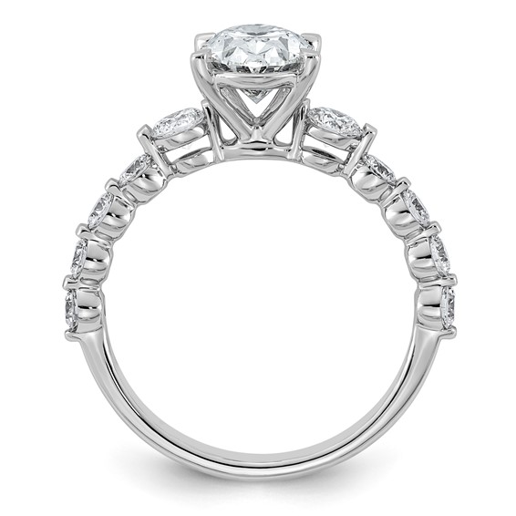 14kw 2 1/3ct Cert Oval Ctr Lab Grown Dia VS+ F+ w/ Round Sides Comp Ring