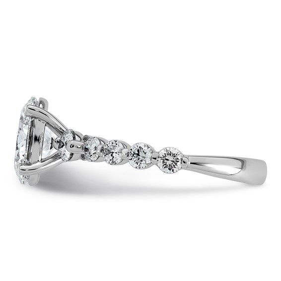 14kw 2 1/3ct Cert Oval Ctr Lab Grown Dia VS+ F+ w/ Round Sides Comp Ring