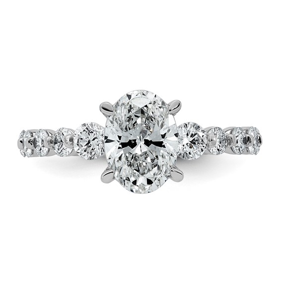 14kw 2 1/3ct Cert Oval Ctr Lab Grown Dia VS+ F+ w/ Round Sides Comp Ring