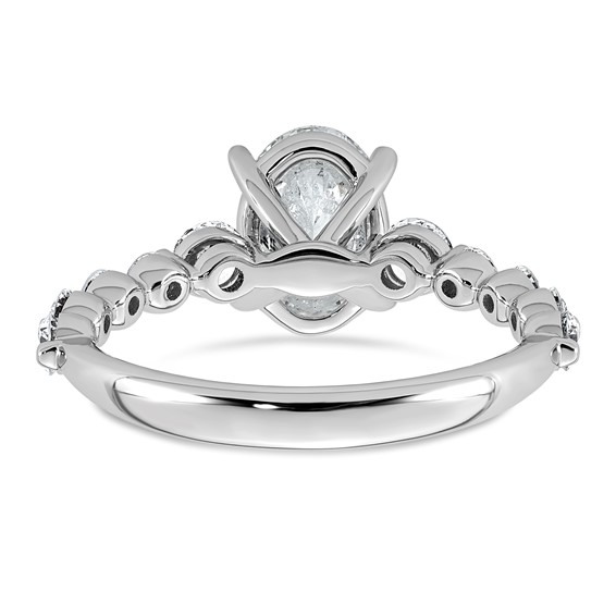 14kw 2 1/3ct Cert Oval Ctr Lab Grown Dia VS+ F+ w/ Round Sides Comp Ring