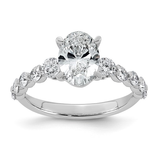 14K White Gold 2.33ct Cert Oval Ctr Lab Grown Dia VS+ F+ Ring with Round Sides Comp
