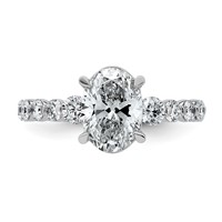 14K White Gold 2.75ct Cert Oval Ctr Lab Grown Dia VS+ F+ Ring with Round Sides Comp view 4