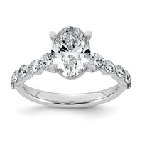 14K White Gold 2.75ct Cert Oval Ctr Lab Grown Dia VS+ F+ Ring with Round Sides Comp view 1