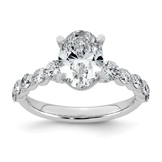 14kw 2 3/4ct Cert Oval Ctr Lab Grown Dia VS+ F+ w/ Round Sides Comp Ring