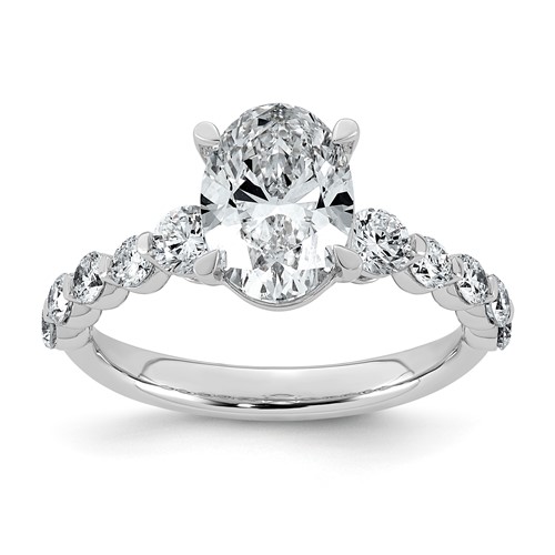 14K White Gold 2.75ct Cert Oval Ctr Lab Grown Dia VS+ F+ Ring with Round Sides Comp
